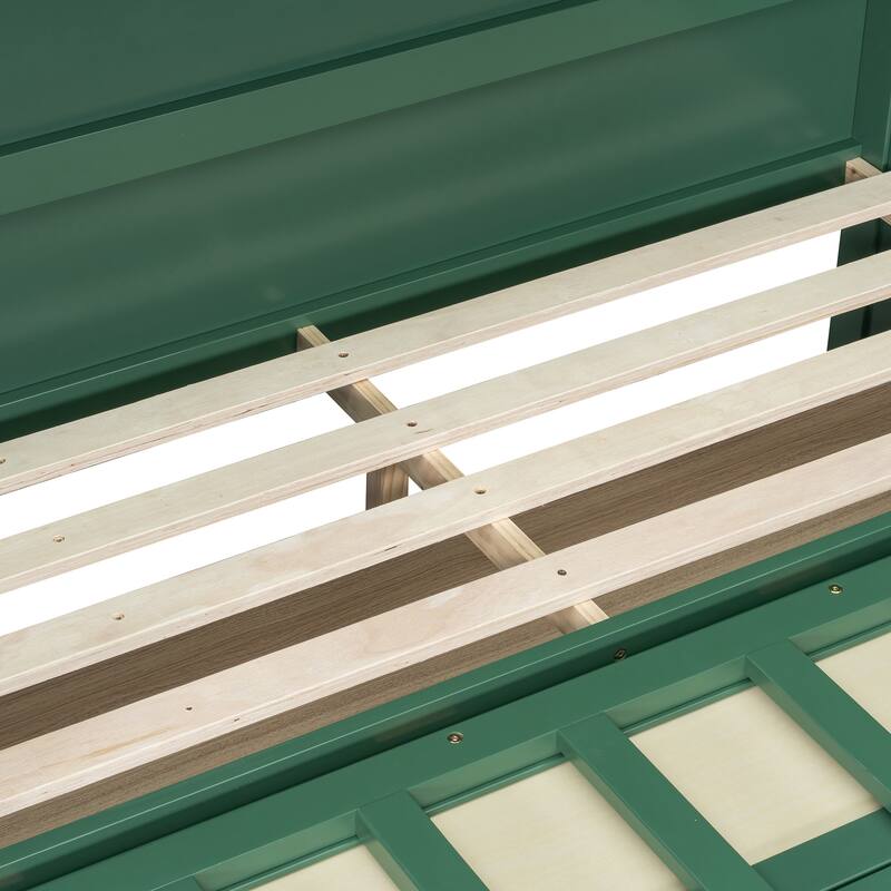 Convertible Full Size Murphy Bed Cabinet with Rattan Accents and Storage Drawer by Harper&Bright Designs