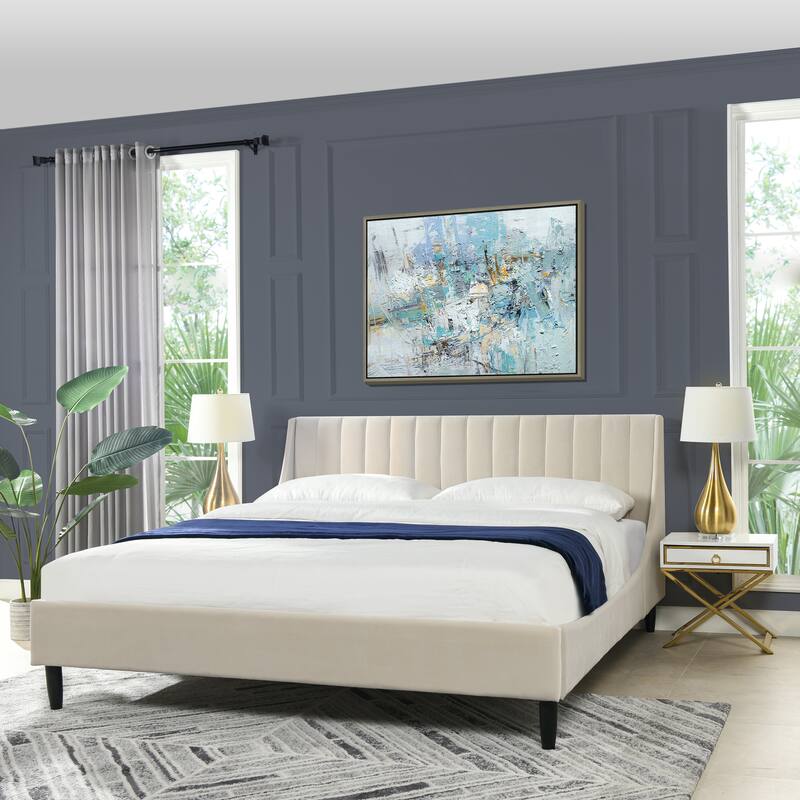 Willow Performance Velvet Channel Tufted Platform Bed