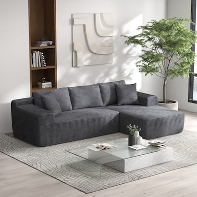 Corduroy L-Shaped Sofa Modular Movable Applicable Living Room Furniture Sets