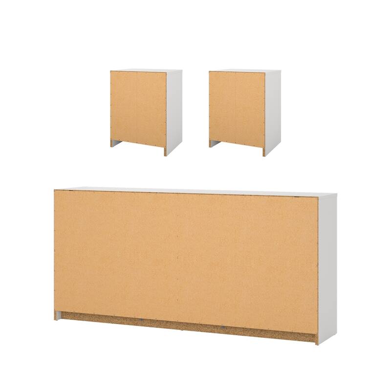 Porch & Den Zoe 3-Piece Bedroom Set - 6 Drawer Double Dresser And Nightstand Set Of 2