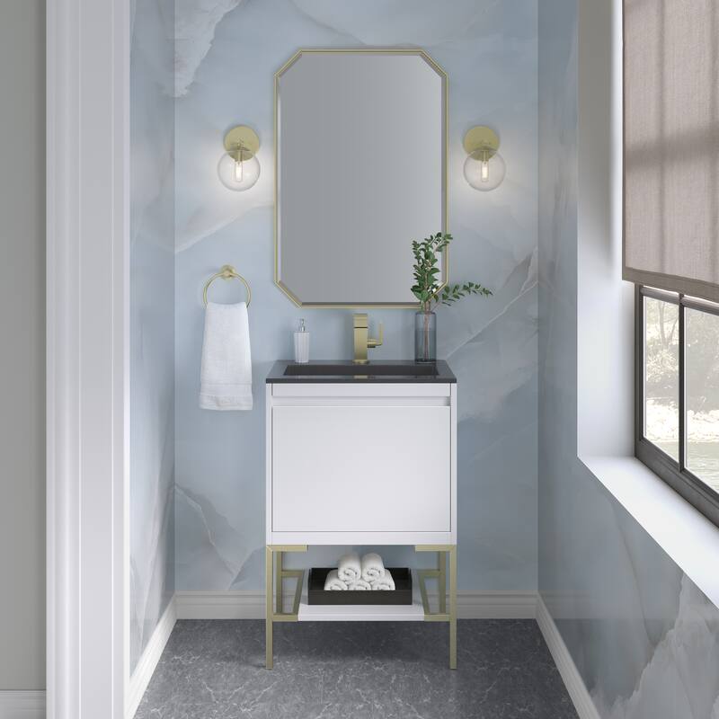 James Martin Vanities Mantova 23.6" Single Vanity Cabinet, Glossy White