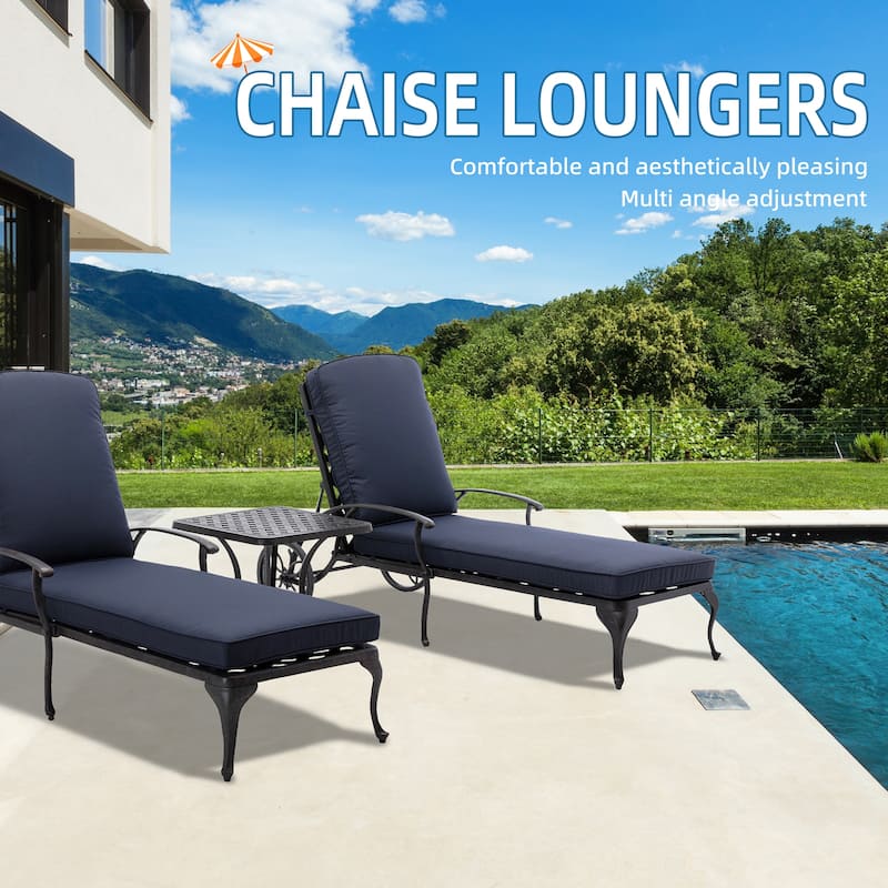 HOMEFUN Aluminum pool edge recliner with wheels that can tilt set of 3