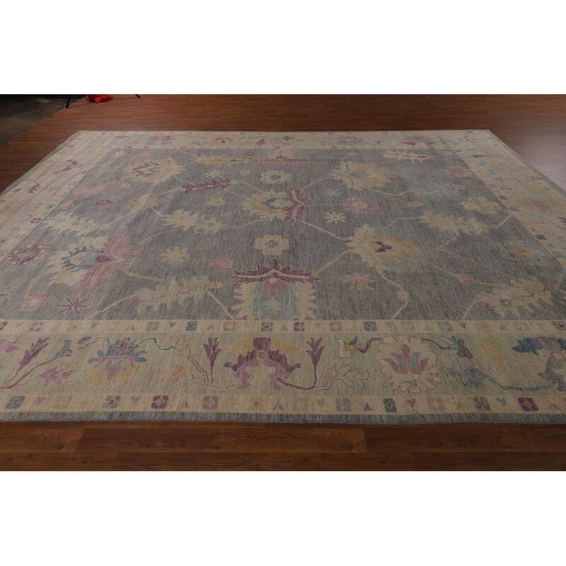 Grey Oriental Oushak Turkish Large Area Rug Handmade Wool Carpet - 10'0"x 13'7"