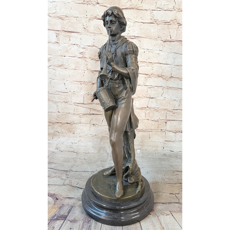 French Civil War Drummer Trumpeter Bronze Sculpture Figurine Statue Figure Art