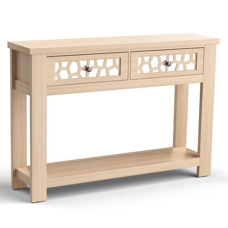 Gymax 2-tier Console Entryway Table w/ Drawers for Living Room - Natural