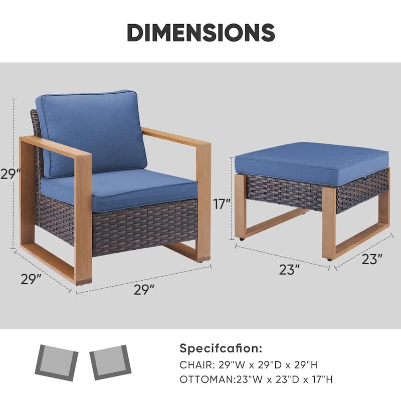 Outdoor Patio Chair with Thick Cushion