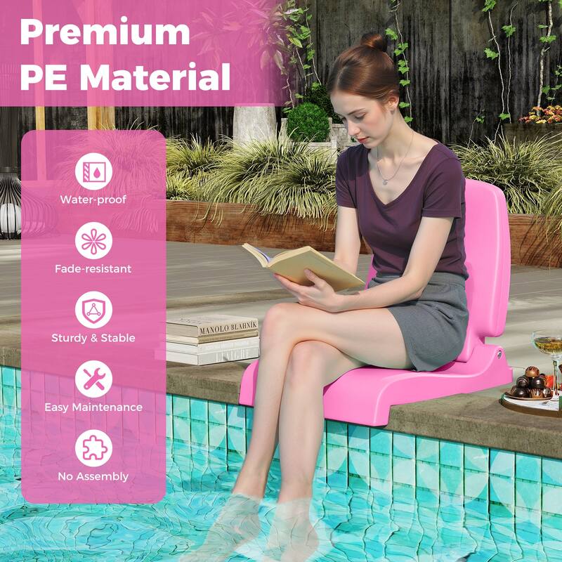 Gymax 2PCS Poolside Chairs for Edge of Pool Foldable Outdoor Pool