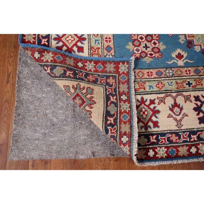 Blue Oriental Kazak Rug Hand-Knotted Wool Carpet - 6'7" x 10'0"