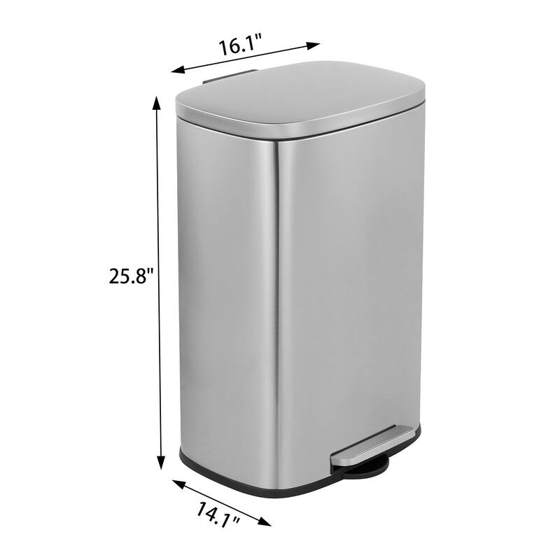 Innovaze 13 Gal./50 Liter Oval Shape Stainless Steel Step-on Trash Can for Kitchen