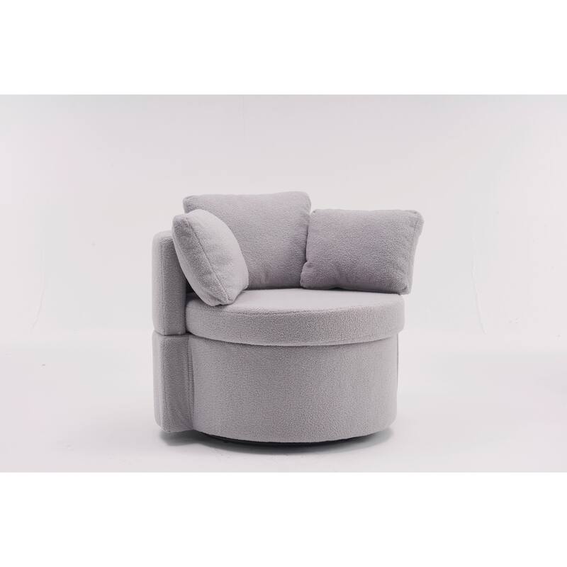 360° Swivel Chair with Storage and Throw Pillows