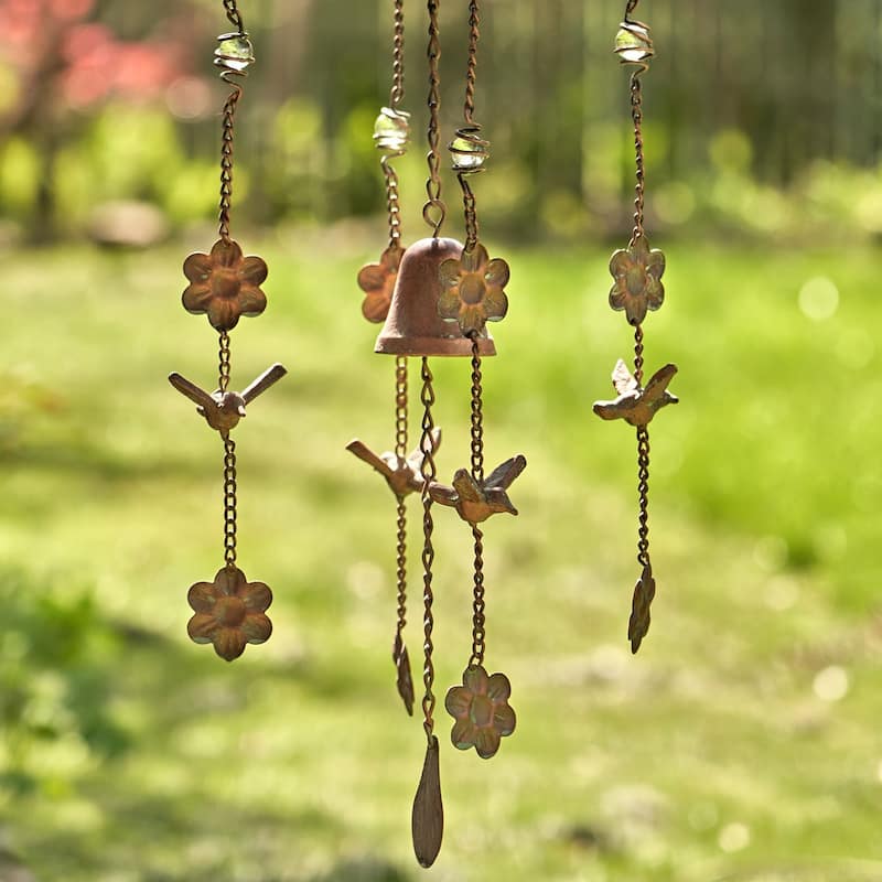 Antique Copper Hanging Birdhouse Wind Chime "Pagoda"
