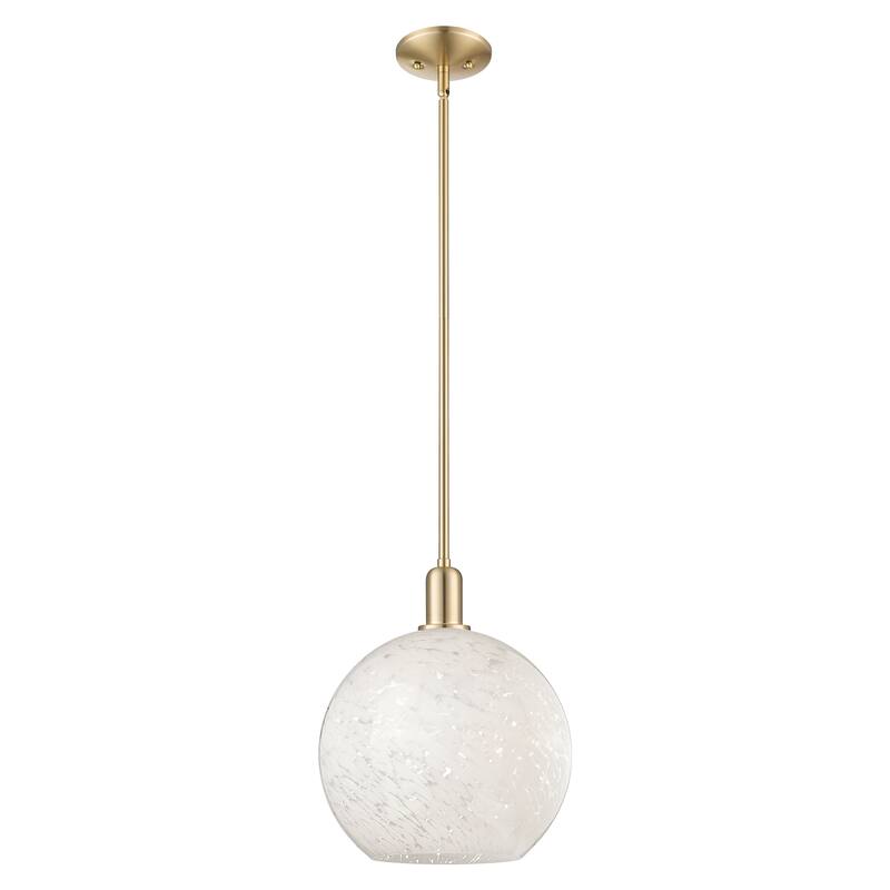Innovations Lighting Endless Possibilities Arcadia - White Mouchette - 1 Light 12" Stem Hung Mini Pendant - Champagne Bronze