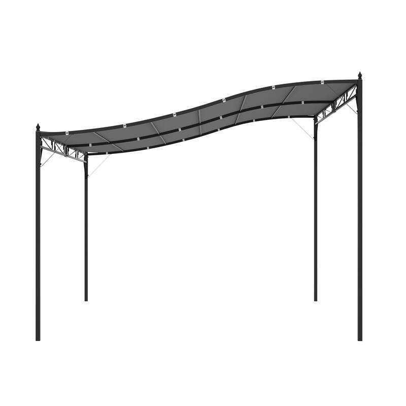 Outsunny 13' x 10' Steel Outdoor Pergola Gazebo, Patio Canopy with Weather-Resistant Fabric and Drainage Holes