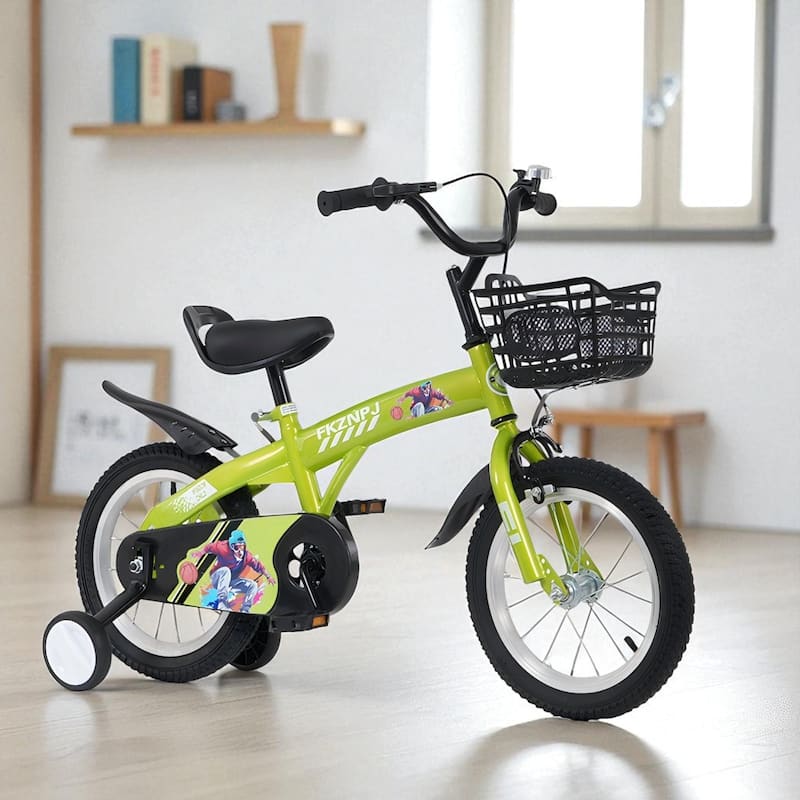 16 Inch Kids Bike with Training Wheels & Kickstand, Adjustable Saddle & Handlebar, Boys & Girls Ages 4-8