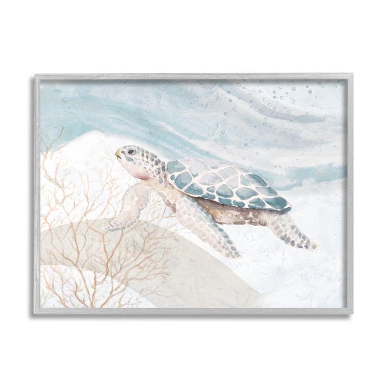Stupell Pleasant Sea Turtle Drifting Ocean Bubble Waves Framed Wall Art, Design by Patricia Pinto