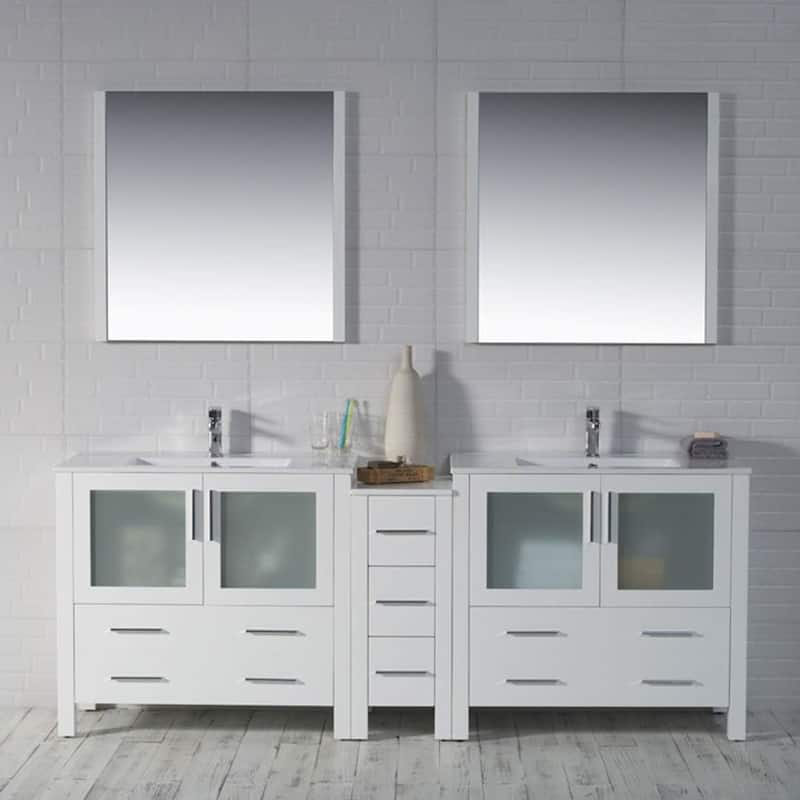 Blossom Sydney 84 Inch Solid Wood Double Sink Vanity with Side Cabinet