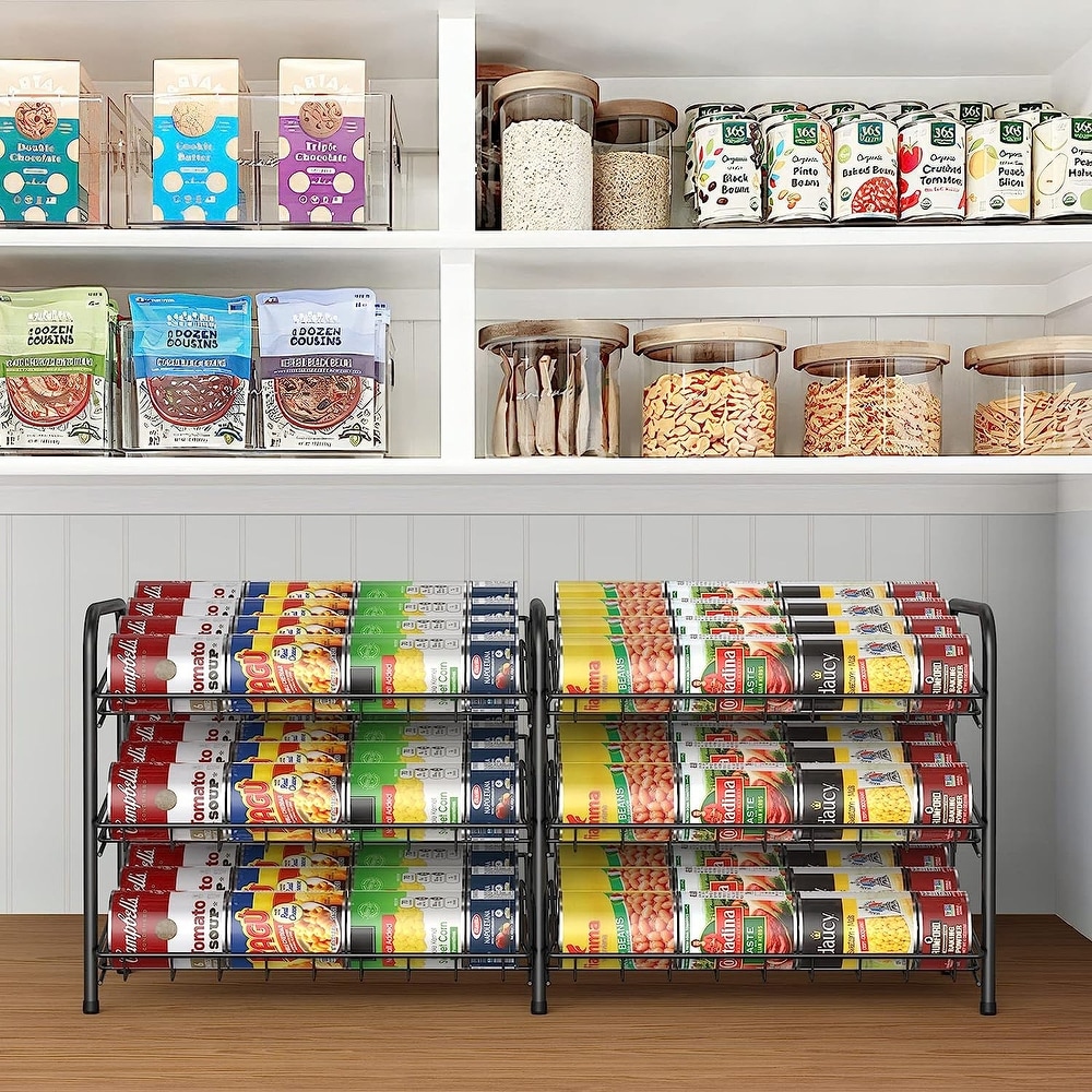2 Pcs Can Rack Organizer Stackable Storage Pantry Cans Rack for
