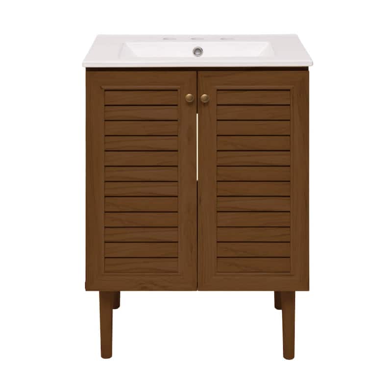 Swiss Madison SM-BV6201-3W Bron 24" Free Standing Single Basin Vanity - Brown Oak - Oak Finish