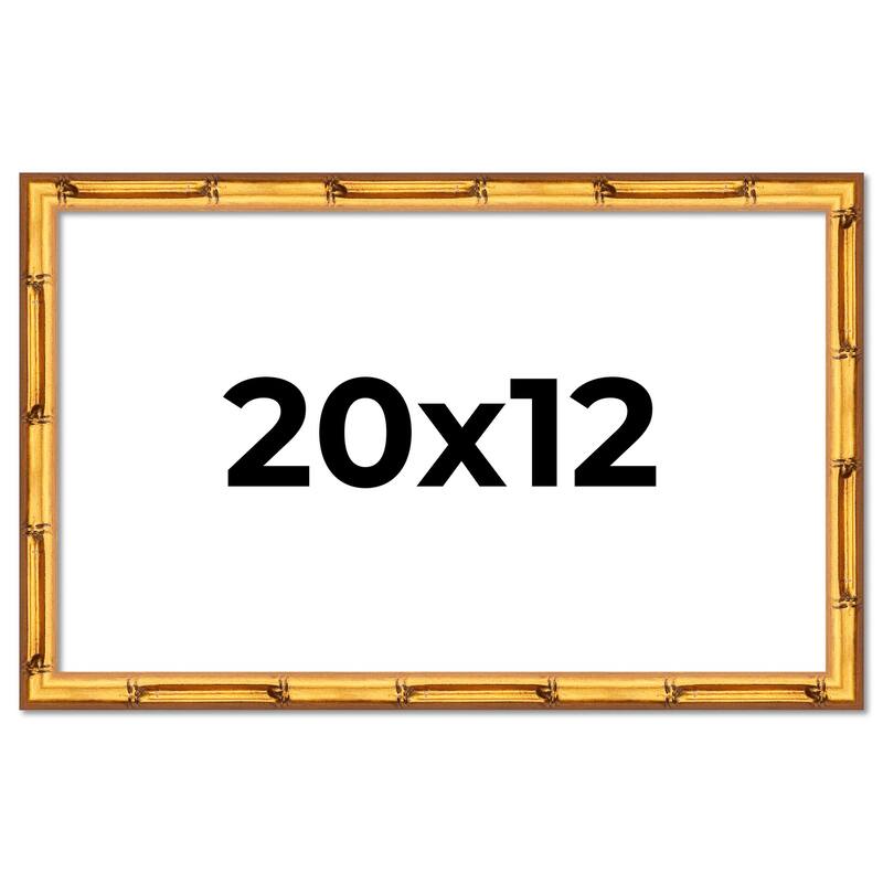 20x12 Frame Gold Bamboo Solid Wood Picture Frame | 1 Inch Moulding