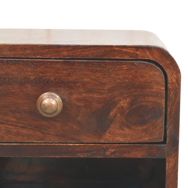 HomeRoots 12" Dark Brown Solid Wood Square One Drawer Floating Nightstand