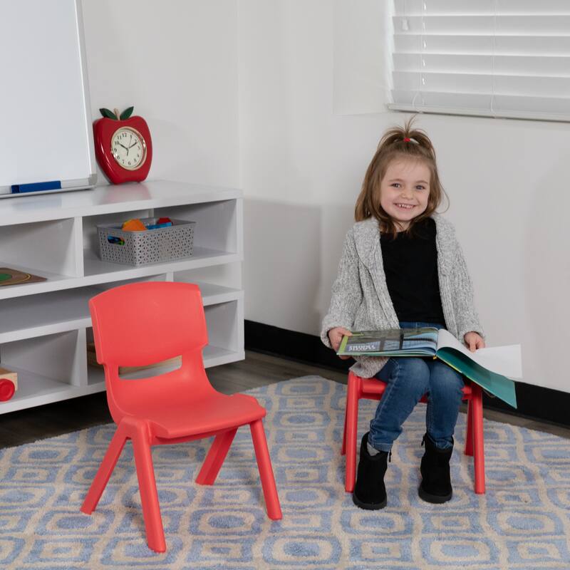 2 Pack Plastic Stackable Preschool Chair with 10.5" Seat Height - 14"D x 12.5"W x 20"H