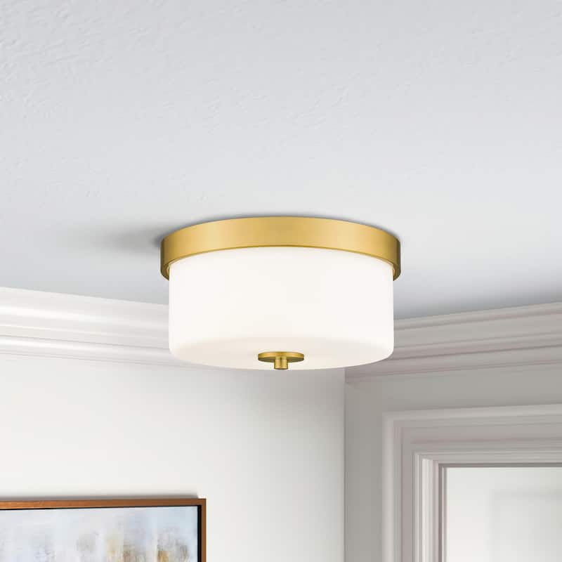 2-Light Flush Mount Ceiling Light - 10.63"L x10.63"W x5.51"H
