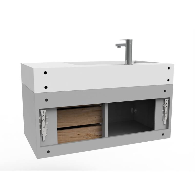 Amazon 36" Wall Mounted Bathroom Vanity Set w/ White Top