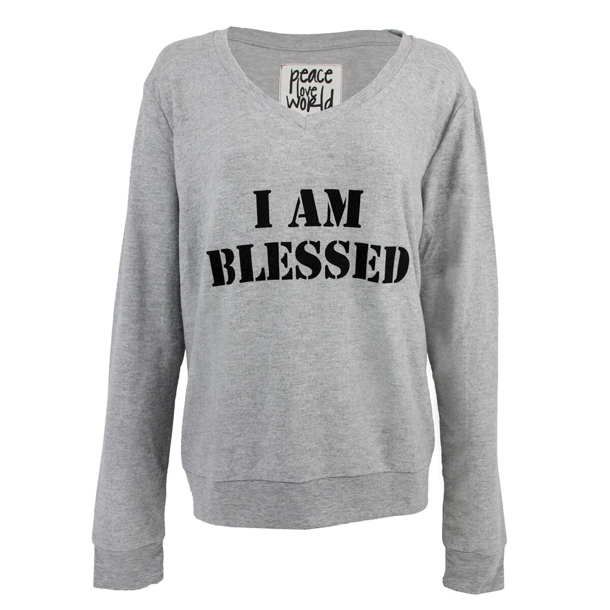 Shop Peace Love World Women S Comfy V Neck Top Heather Xs S