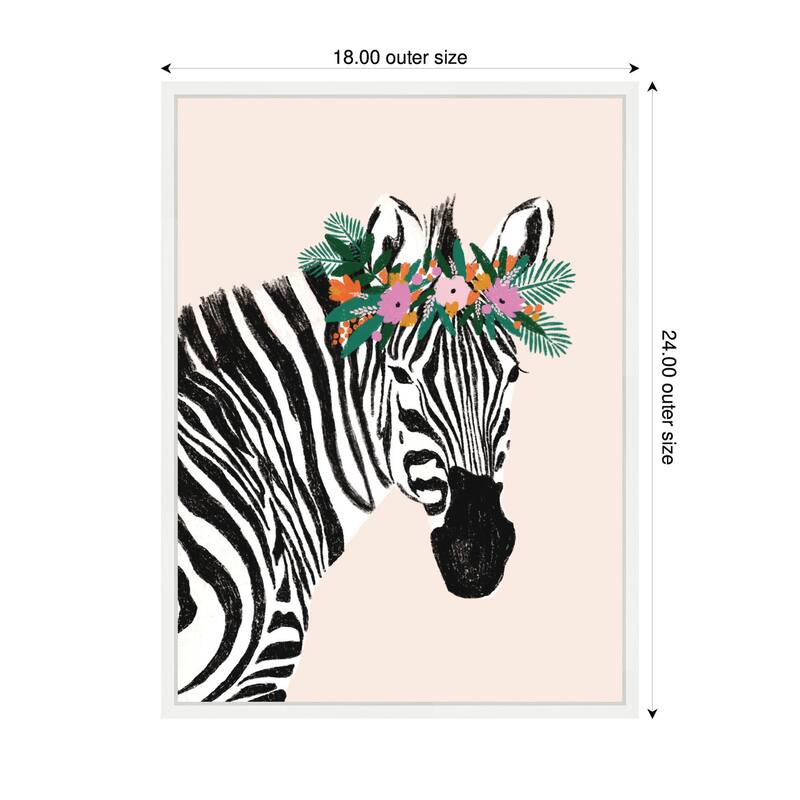Kate and Laurel Darling Zebra by Aislinn Simmonds Duchess Plum Framed Canvas Wall Art Print
