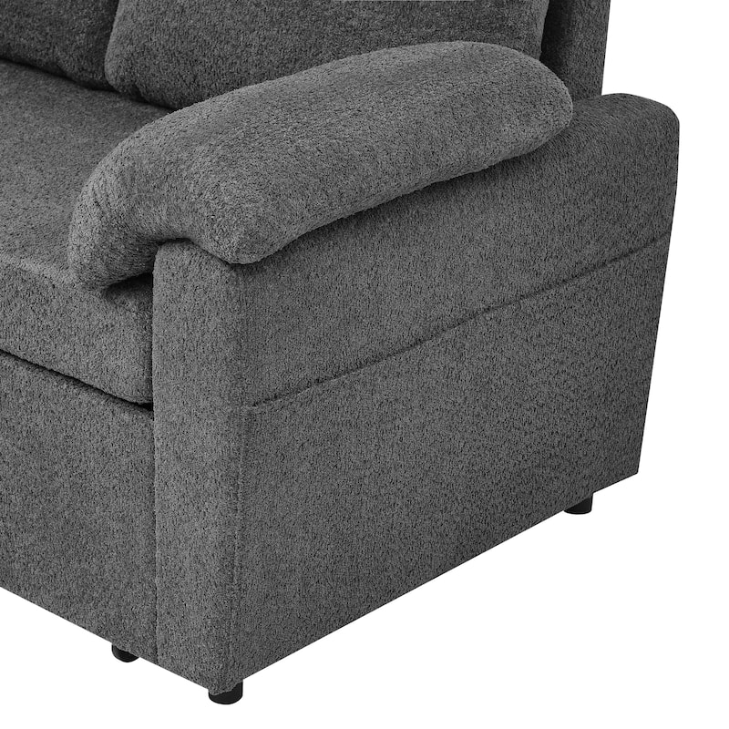 3 in 1 Convertible Sleeper Sofa Couch, 86.2 Inch L Shaped Sectional Sofa with Built In Storage Chaise and Pull Out Bed