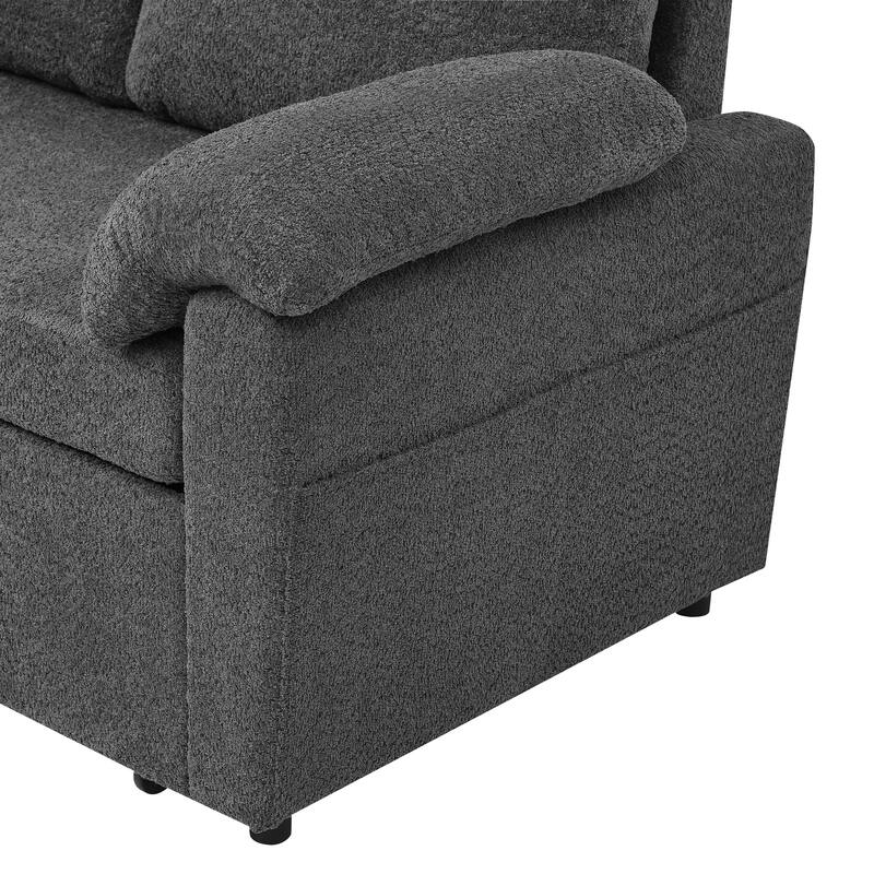 3-in-1 Pull-Out Convertible Sofa Bed with Storage, Gray, Polyester