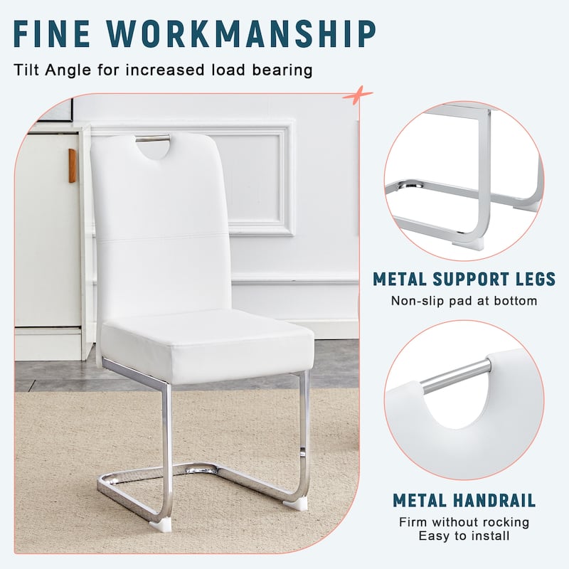 Elegant Dining Chair Side Chair Lounge Chair Leather Chair White Meeting Room Chair Upholstered Reception Chair