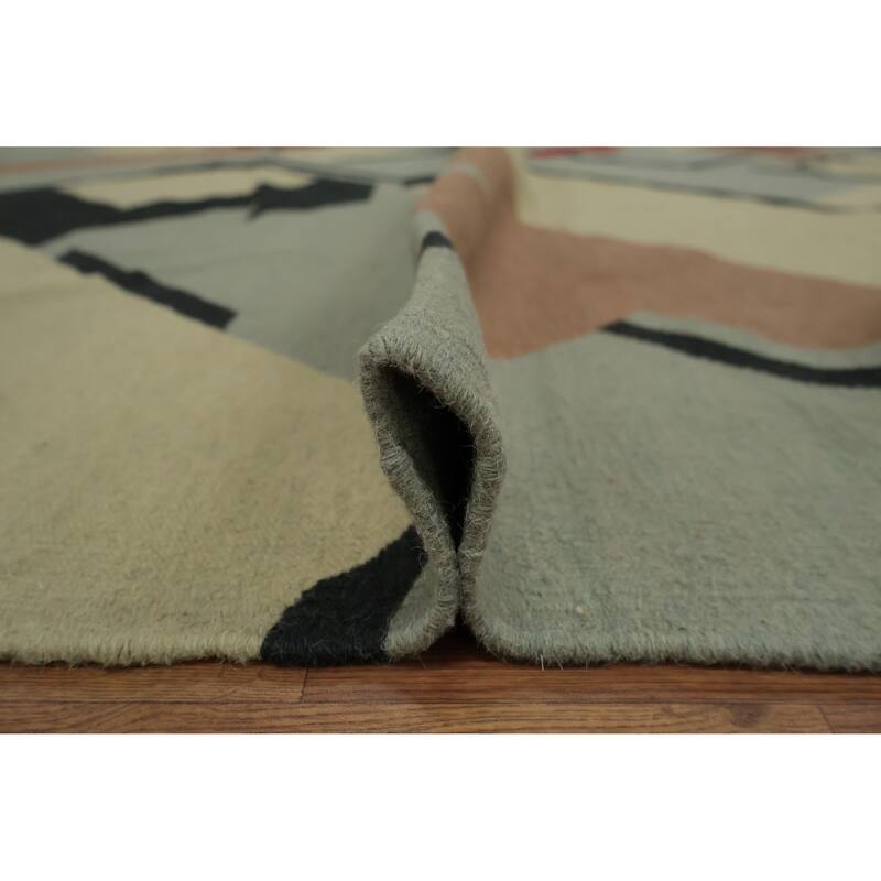 Hand Woven Oriental 100% Wool Carpet Southwestern Modern Multi-Colored Kilim Area Rug - 16' 2'' X 12' 5''