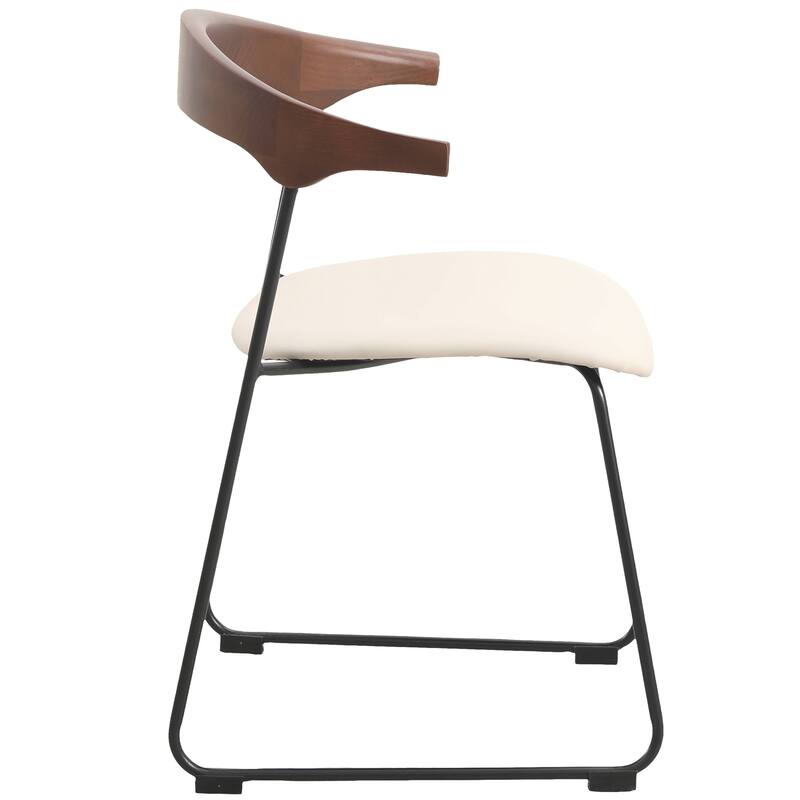 Lyra Modern Dining Chair in Upholstered Faux Leather with Beech Wood Back & Metal Legs by LeisureMod