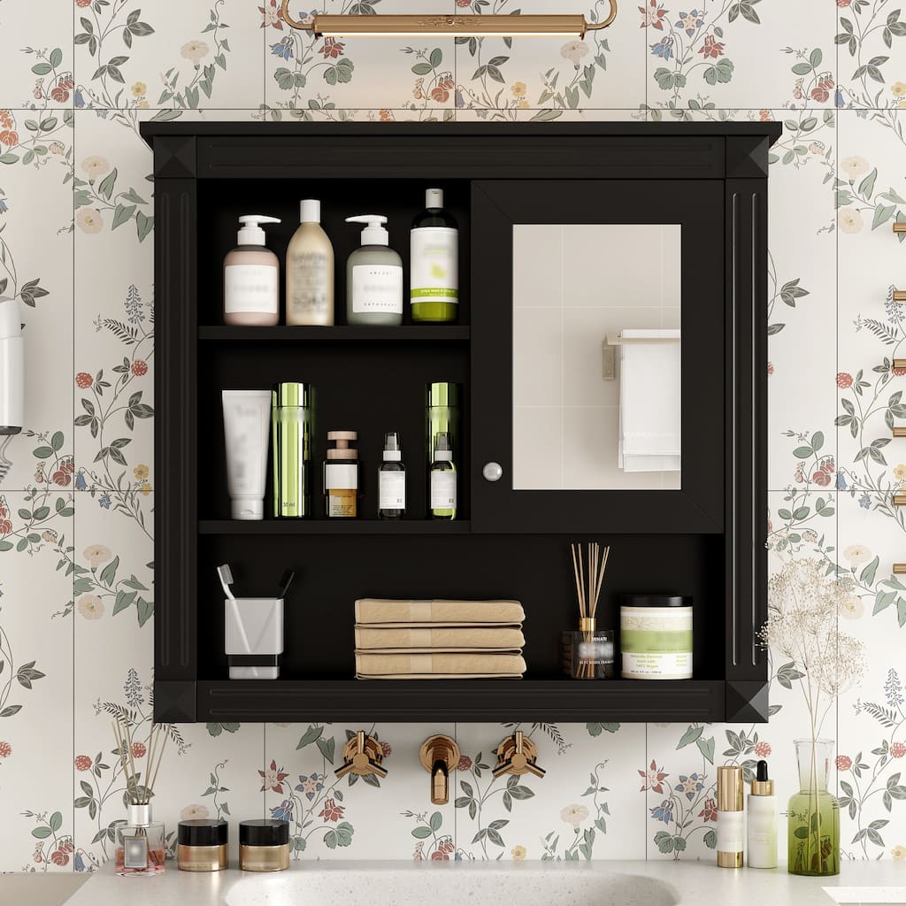 Roomfitters 32" Wall Cabinet with Mirror, Medicine Cabinet with 4 Shelves and Adjustable Storage, Over Toilet Organizer