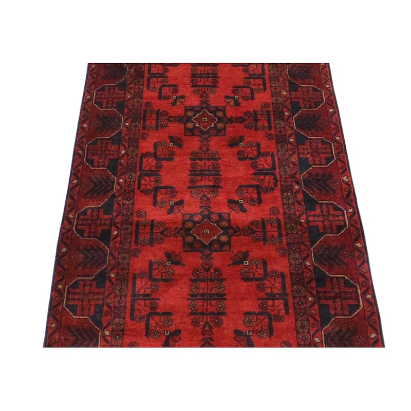 Tribal Biljik Khal Mohammadi Kenia Red/Blue Runner - 2'11'' x 9'2''