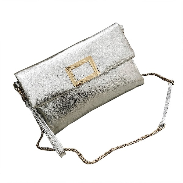 Shop QZUnique Women&#39;s Concise Style Handbag Solid Chain Bags Girls Chain Clutch Purse Handbag ...