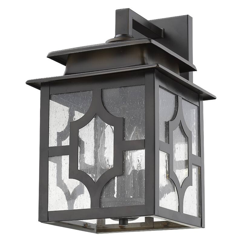 Outdoor Wall Light Fixture with Seedy Glass Shade and Bronze Flush Mount E12 LED Compatible