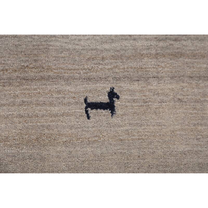 Striped Tribal Gabbeh Oriental Rug Hand-Knotted Beige Wool Carpet - 6'0" x 9'8"