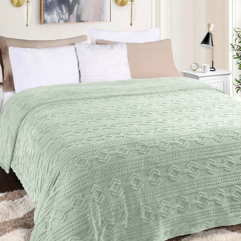 Superior Arctic Boho Jacquard Plush Fluffy Fleece Blanket