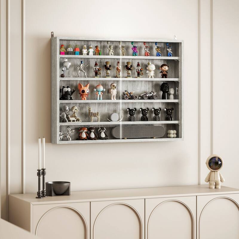 HOMCOM 5-Tier Display Cabinet, Glass Display Case with 2 Doors and Adjustable Shelves