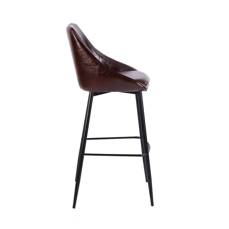Porthos Home Umi Bar Stools Set of 2, PU Leather Upholstery, Iron Legs