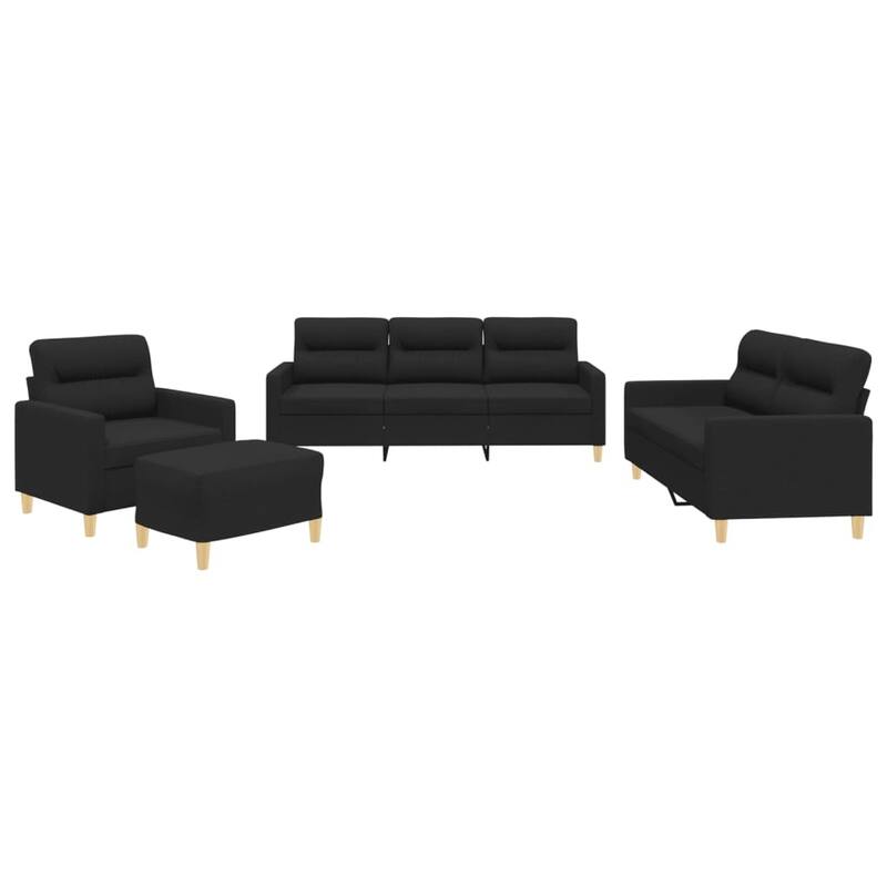 vidaXL Sofa Set Black Polyester, Metal, Plywood - 19.7 x 23.6 x 16.1 in