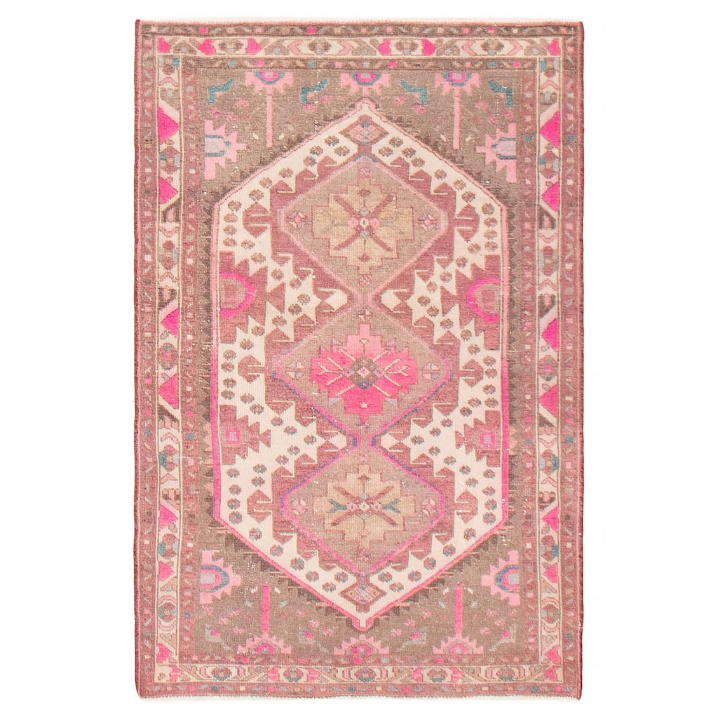 ECARPETGALLERY Hand-knotted Antalya Vintage Cream Wool Rug - 3'3 x 5'0