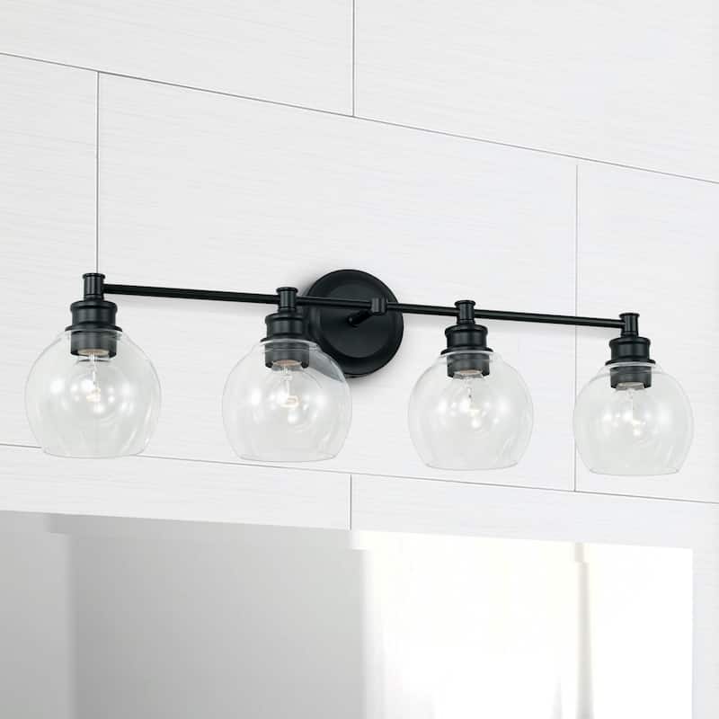 Mid-Century 32-inch 4-light Bath/ Vanity Fixture w/ Clear Glass