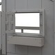 preview thumbnail 6 of 8, Twin over Twin House Bunk Bed with Roof, Window Box and Door, Grey