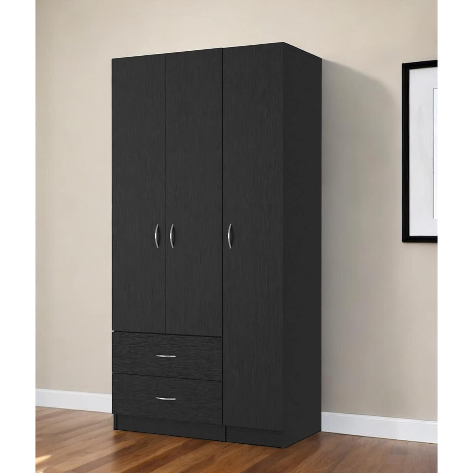 HomeRoots 35" Black Two Drawer Combo Dresser