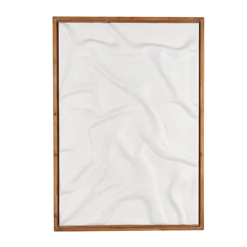 White Wood Abstract Dimensional Shaped Abstract Home Wall Decor with Brown Wooden Frame