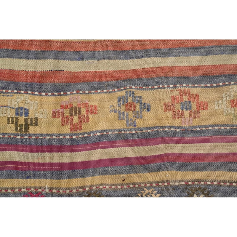 Hand Woven Oriental 100% Wool Carpet Southwestern Tribal Multi-Colored Kilim Area Rug - 7' 6'' X 4' 7''