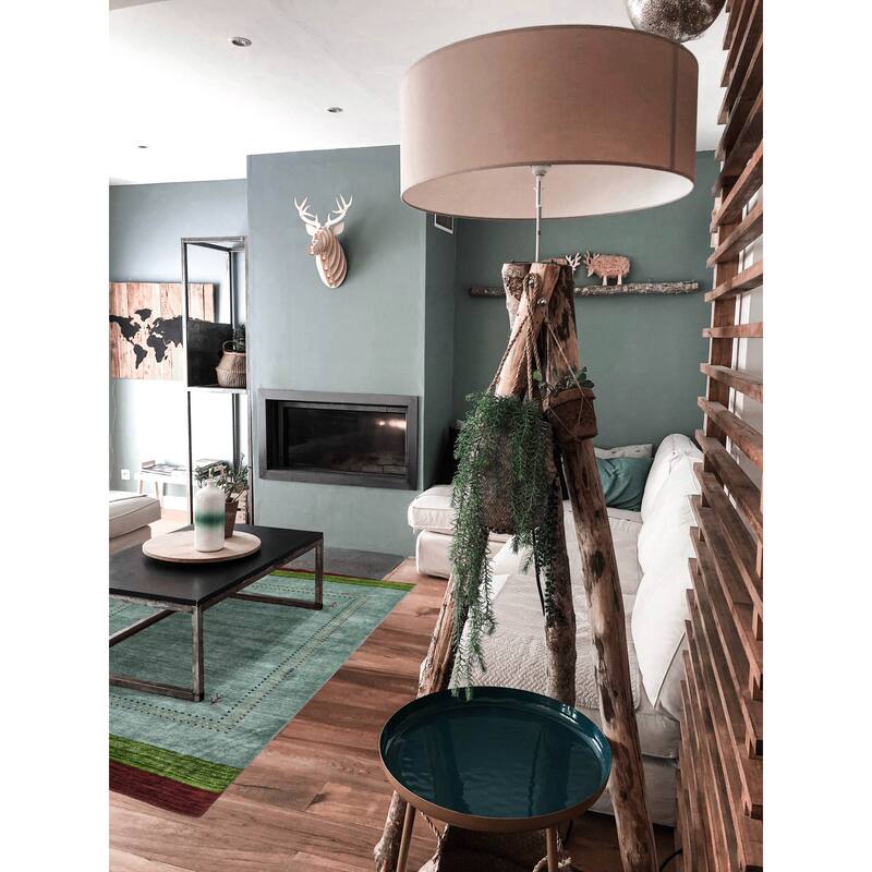 ECARPETGALLERY Hand Loomed Kashkuli Gabbeh Light Blue Wool Rug - 4'2 x 5'9